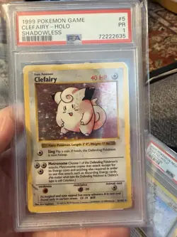 1999 Pokemon Shadowless Clefairy 5/102 Base Set Hol PSA 1 - Image 1