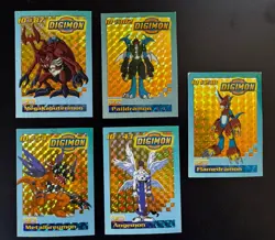 Vintage Digimon Toy Promo Cards | Lot of 5 Holo Prism Cards - Image 1
