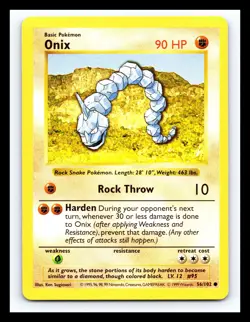 💥 Onix | Pokemon TCG 1999 | (Shadowless Set) Non Holo Vintage # 56/102 - Image 1