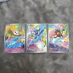 Rowlet, Litten & Popplio First Partner Illustration Collection Promo Set Pokemon - Image 1
