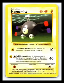 💥 Magnemite (Shadowless Base Set) 1999 Pokemon TCG Non Holo # 53/102 - Image 1