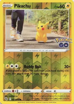 Pikachu (27) Common Reverse Holo Pokemon GO 027/078 NM - Image 1