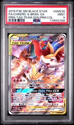 Charizard & Braixen Gx SM230/83 Tag Team Pokemon PSA 9 - Image 1