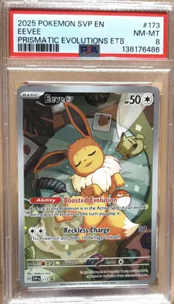 2025 POKEMON SVP EN-SV PRISMATIC EVOLUTIONS ETB PROMO #173 EEVEE PSA 8 - Image 1