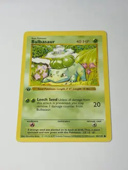 Bulbasaur 1st Edition Shadowless Base Set 44/10 Vintage Pokemon TCG Card LP/MP - Image 1