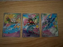 Pokemon First Partner Illustration Collection Alola Rowlet, Litten, Popplio - Image 1