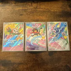 Pokemon First Partner Illustration Collection Rowlet Litten Popplio Promos 30th - Image 1
