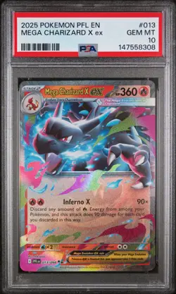 2025 Pokemon Phantasmal Flames Mega Charizard x ex 013 13 PSA 10 Gem Mint - Image 1
