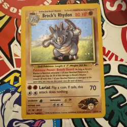 Pokemon Brock's Rhydon 2/132 Holo Rare - 2000 Unlimited Gym Heroes - LP - Image 1