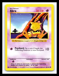 💥 Abra | Pokemon TCG 1999 | (Shadowless Set) Non Holo Vintage # 43/102 - Image 1