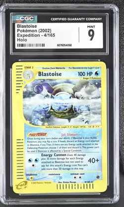 CGC 9 MINT Blastoise 2002 Expedition 4/165 Holo Pokemon Card - Image 1