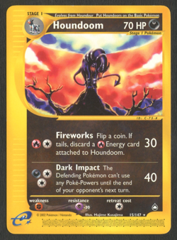 Pokemon TCG Houndoom Aquapolis Card 15/147 WoTC Non Holo Rare - Image 1