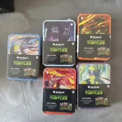 NEW Magic The Gathering TEENAGE MUTANT NINJA TURTLES TMNT Tins SET MTG Lot Of 5 - Image 1