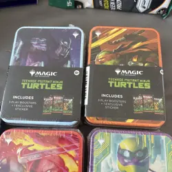 NEW Magic The Gathering TEENAGE MUTANT NINJA TURTLES TMNT Tins SET MTG Lot Of 5 - Image 2