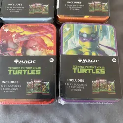 NEW Magic The Gathering TEENAGE MUTANT NINJA TURTLES TMNT Tins SET MTG Lot Of 5 - Image 3
