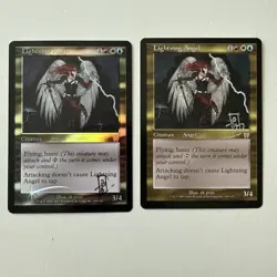 2x Signed Lightning Angel 1 Foil MTG Apocalypse LP/NM FREE SHIPPING - Image 1