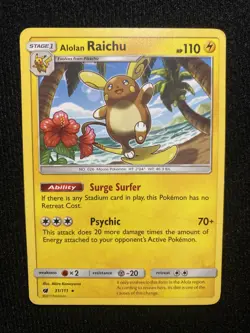 Pokemon SM CRIMSON INVASION ALOLAN RAICHU 31/111 RARE NON HOLO - nm mint - Image 4