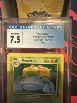 1999 Pokemon Venusaur Holo Base Set 15/102 Near Mint CGC 7.5 Near Mint Vintage - Image 5