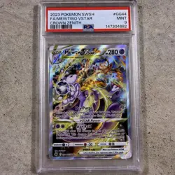 2023 Pokemon Sword & Shield Crown Zenith FULL ART/VSTAR MewTwo #GG44 PSA 9 MINT - Image 1
