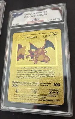 CHARIZARD HP120 GOLD FOIL FAN ART POKEMON CARD 4/102 PGC 10 - Image 1