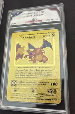 CHARIZARD HP120 GOLD FOIL FAN ART POKEMON CARD 4/102 PGC 10 - Image 2