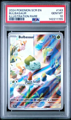 2024 POKEMON SCR EN-STELLAR CROWN ILLUSTRATION RARE #143 BULBASAUR PSA 10 - Image 1