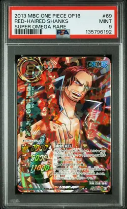 [PSA 9] One Piece Miracle Battle Carddass Vintage Shanks Super Omega Rare Mint - Image 1