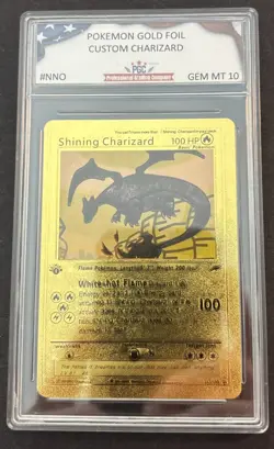 Pokemon Shining Charizard HP 100 Gold Foil Fan Art Card 107/105 1st Edition PGC - Image 1