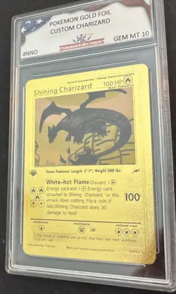 Pokemon Shining Charizard HP 100 Gold Foil Fan Art Card 107/105 1st Edition PGC - Image 2