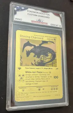 Pokemon Shining Charizard HP 100 Gold Foil Fan Art Card 107/105 1st Edition PGC - Image 3