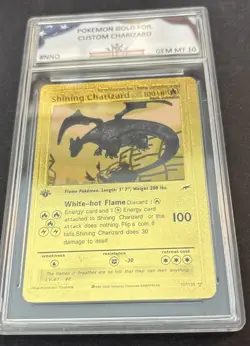 Pokemon Shining Charizard HP 100 Gold Foil Fan Art Card 107/105 1st Edition PGC - Image 4