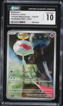 CGC 10 GEM MINT Pokemon Chimecho 179/167 Twilight Masquerade Illustration Rare - Image 1