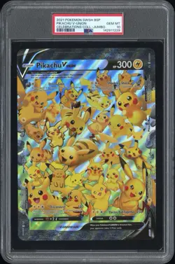 PSA 10 - 2021 POKEMON SWSH BLACK STAR PROMO PIKACHU V-UNION JUMBO - Image 1
