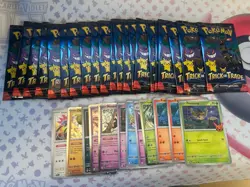 Pokemon TCG Trick or Trade 2024 BOOster 21 Sealed Packs + 12 Singles Lot - Image 1