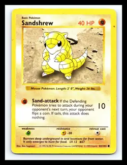 💥 SANDSHREW | Pokemon TCG 1999 | (Shadowless Set) Non Holo Vintage # 62/102 - Image 1
