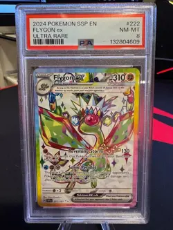 2024 Pokemon Flygon EX Ultra Rare Surging Sparks 222 PSA 8 - Image 1