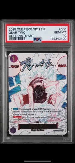 One Piece CCG Gear Two OP11-080 Alt Art A Fist of Divine Speed PSA 10 Gem Mint - Image 1