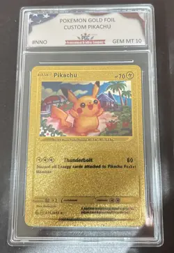 Pikachu PGC Gem Mint 10 Gold Foil Fan Art Pokemon Card 075/073 - Image 1