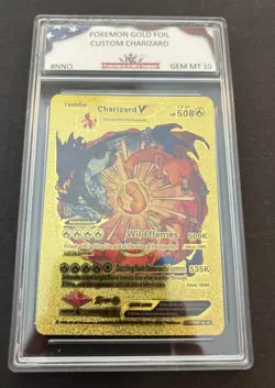 Pokemon TCG Charizard V Wild Flames Fan Art Gold Foil Card #SMP26-43 GEM MT 10 - Image 1