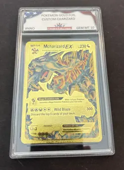 Mega M Charizard EX Gold Foil Gem Mint 10 Fan Art Pokemon Card 108/106 230HP - Image 1