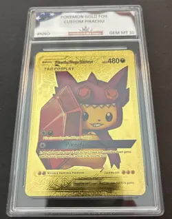Pokemon Pikachu Mega Sableye Cosplay Gold Foil Fan Art Card Gem Mint 10 #005 - Image 1
