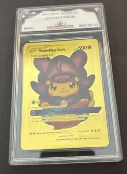 Pikachu Mega Altaria Tag Cosplay Gold Foil Collector Card HP590 Gem Mint 10 PGC - Image 1