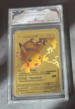 Gold Pikachu V Custom Pokemon Card 043/185 PGC Gem Mint 10 - Image 1