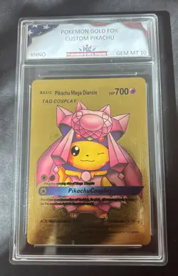 Pikachu Mega Diancie Cosplay Custom Gold Foil Card PGC Gem Mint 10 - Image 1