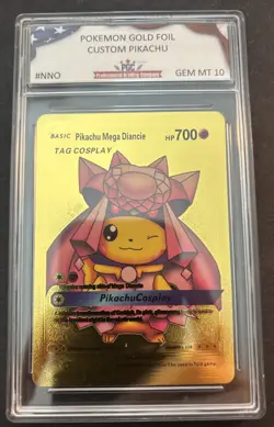 Pikachu Mega Diancie Cosplay Custom Gold Foil Card 008 PGC - Image 1