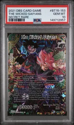 PSA 10 The Wicked Saiyans Secret RareDBS Card Game Saiyan Showdown BT15-153 - Image 1