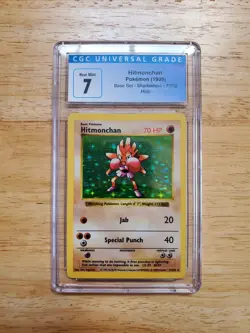 Pokemon CGC 7 NM 1999 Hitmonchan Shadowless Base Set Holo Card - Image 1