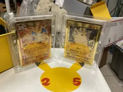 Pokemon Celebrations Gold Metal Charizard & Pikachu Cards 25th Anniversary Lot - Image 2