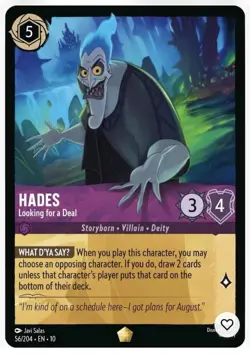 Hades - Looking for a Deal 56/204 Non-Foil Whispers in the Well Disney Lorcana - Image 1