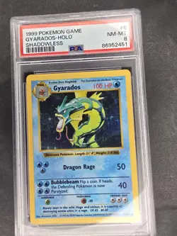 Pokemon Card Base Set Shadowless Gyarados Holo CGC 8 Rare Pokemon 1999 - Image 1